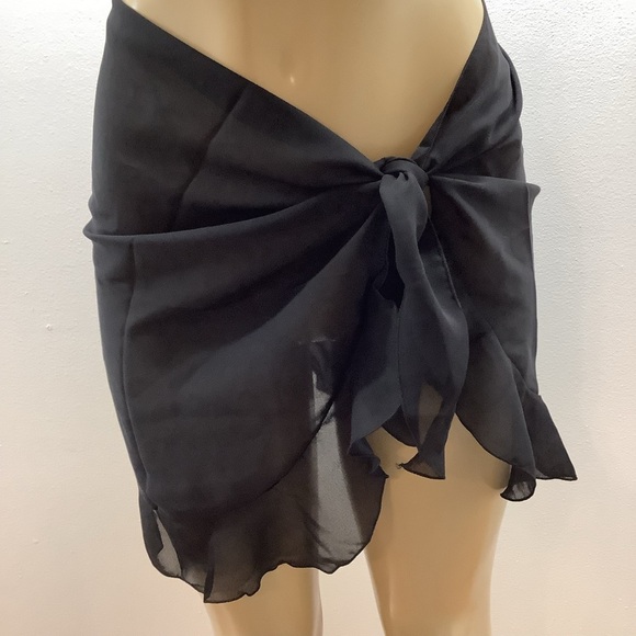 Zuliana Blue and Black Tie - Two Sarong Bundle. Made In USA. - Picture 5 of 6